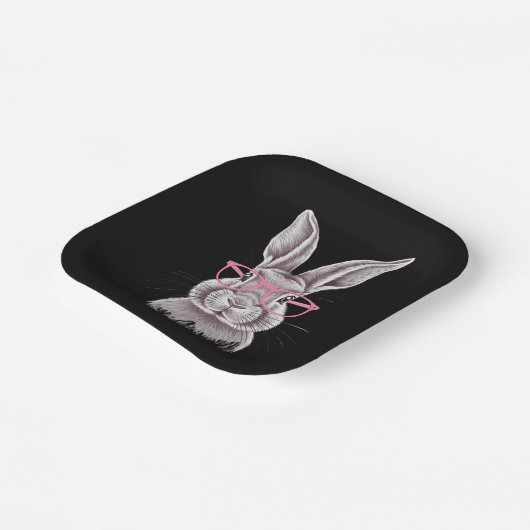 イースターのかわいいウサギ家族へのギフト ペーパープレート (傾斜あり)