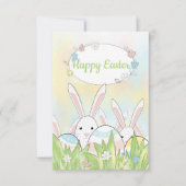 イースターのかわいいバニーと卵 サンキューカード (正面)