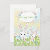 イースターのかわいいバニーと卵 サンキューカード (正面/裏面)