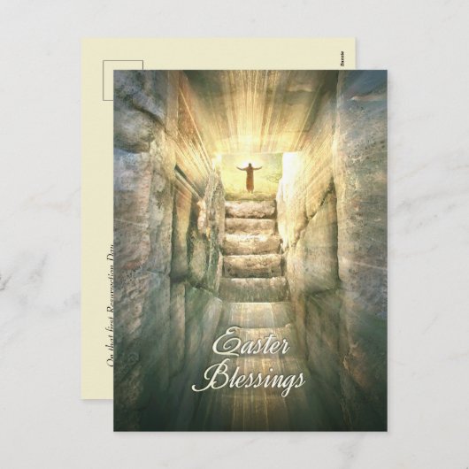 イースターのための光の中の空の墓でイエス シーズンポストカード (正面/裏面)