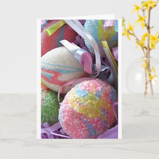 イースターのための美しいメッセージ/キラキラの卵 カード (黄色い花)