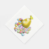 イースターのひよこと金のイースターエッグ スタンダードランチョンナプキン (角)