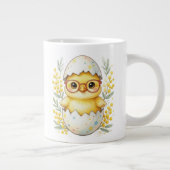 イースターのひよこメガネミモザの花 ジャンボコーヒーマグカップ (右)