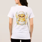 イースターのひよこメガネ ミモザの花 トライブレンドTシャツ (裏面)