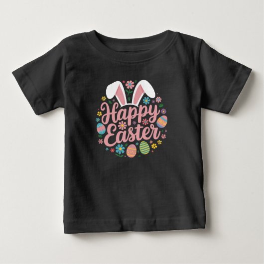 イースターのイラスト ウサギ たまご ベビーTシャツ (正面)