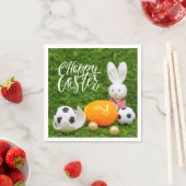 イースターのイースターホリデーを持つサッカーボール スタンダードカクテルナプキン (インサイチュ)