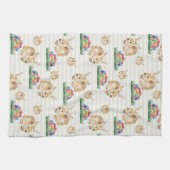 イースターのウサギおよびカラフルの卵 キッチンタオル (横)