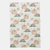 イースターのウサギおよびカラフルの卵 キッチンタオル (縦)