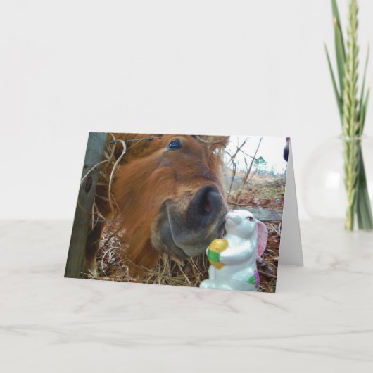 イースターのウサギおよびブラウンの馬 シーズンカード (正面)