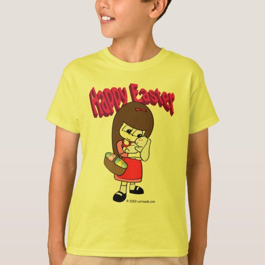 イースターのウサギおよび女の子 Tシャツ (正面)