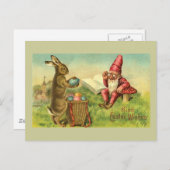 イースターのウサギおよび格言のヴィンテージの挨拶 シーズンポストカード (正面/裏面)