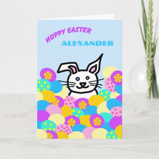 イースターのウサギからのパーソナライズな手紙カード シーズンカード (正面)