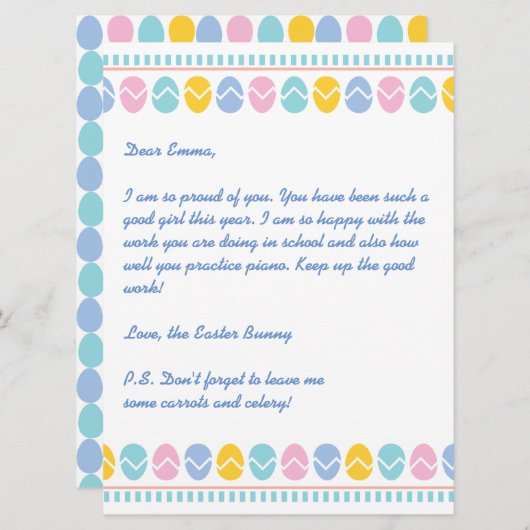 イースターのウサギからの休日の手紙 シーズンカード (正面/裏面)