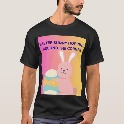 イースターのウサギがコーナーをホップ Tシャツ (正面)