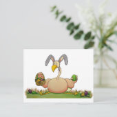 イースターのウサギとしてピンクのフラミンゴのお洒落な鳥 シーズンポストカード (スタンド正面)