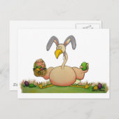 イースターのウサギとしてピンクのフラミンゴのお洒落な鳥 シーズンポストカード (正面/裏面)