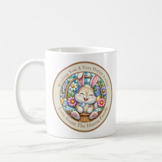 イースターのウサギとたまごと花 コーヒーマグカップ (左)