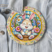 イースターのウサギとたまごと花 缶バッジ (インサイチュ)