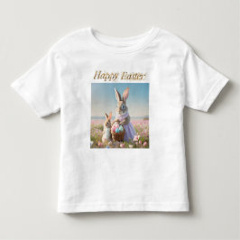 イースターのウサギとイースターの卵　ハッピーイースター トドラーTシャツ