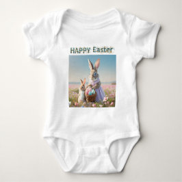 イースターのウサギとイースターの卵 ハッピーイースター ベビーボディスーツ