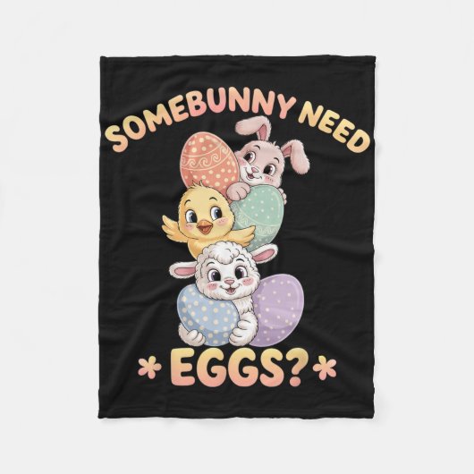イースターのウサギとニワトリの卵が必要 Funny Easter Bunny フリースブランケット (正面)