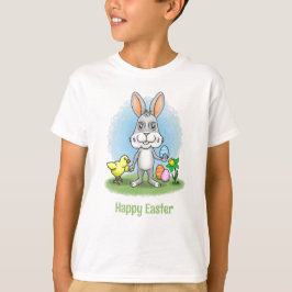 イースターのウサギとニワトリ Tシャツ
