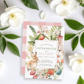 イースターのウサギとバラの実のスイートなイースターブランチ 招待状