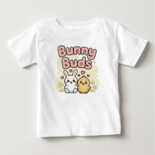 イースターのウサギとヒヨコ キッズTシャツ ベビーTシャツ