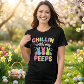 イースターのウサギと仲間たち　キュートな女性向けデザイン トライブレンドＴシャツ