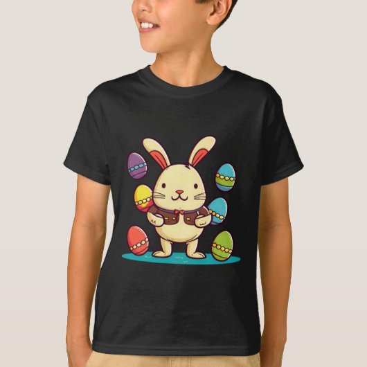 イースターのウサギと卵のクリスチャン Tシャツ (正面)
