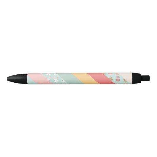 イースターのウサギと卵のストライプ 黒ボールペン (正面)