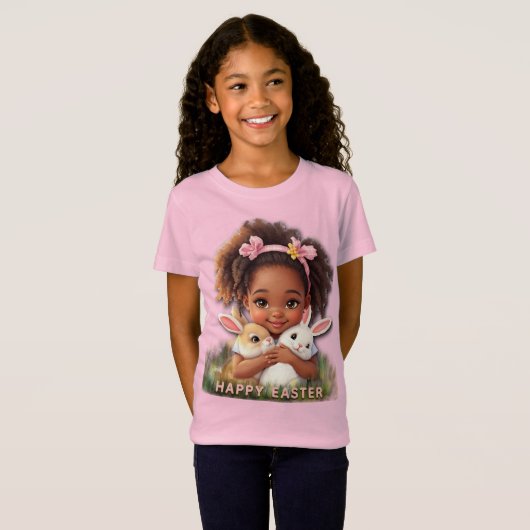 イースターのウサギと可愛い幼児 Tシャツ (正面フル)