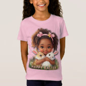 イースターのウサギと可愛い幼児 Tシャツ (正面)