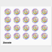 イースターのウサギと春の花 ラウンドシール (シート)