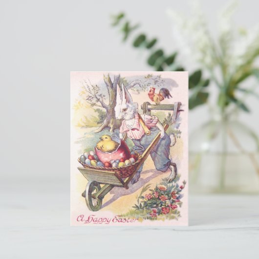 イースターのウサギのひよこによって着色される卵 シーズンポストカード (スタンド正面)