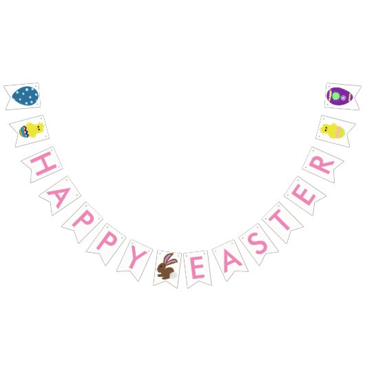 イースターのウサギのひよこは旗布の旗に卵を投げつけます バンティングフラッグ (全)