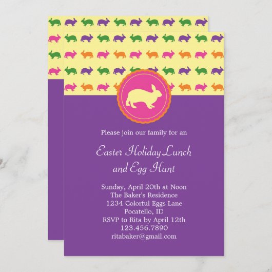 イースターのウサギのウサギの招待状 招待状 (正面/裏面)