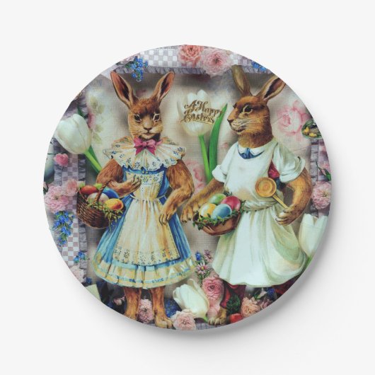 イースターのウサギのウサギ ペーパープレート (正面)