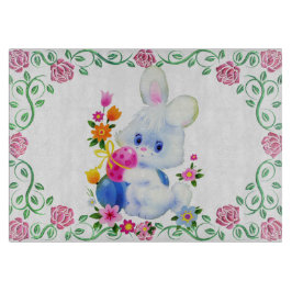 イースターのウサギのガラスまな板 カッティングボード