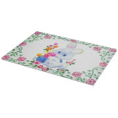 イースターのウサギのガラスまな板 カッティングボード (角)