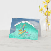 イースターのウサギのサーフ カード (黄色い花)