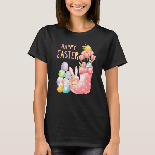 イースターのウサギのノーム ガーデン ノーム イースターエッグ C Tシャツ (正面)
