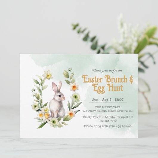 イースターのウサギのフォラルイースターブランシュの卵の狩りの招待状 招待状 (スタンド正面)