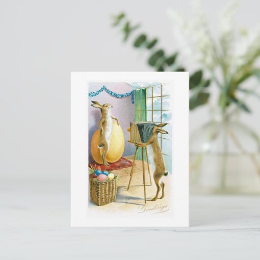 イースターのウサギのポートレートの挨拶の郵便はがき シーズンポストカード (スタンド正面)