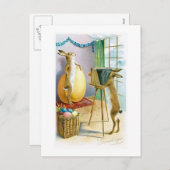 イースターのウサギのポートレートの挨拶の郵便はがき シーズンポストカード (正面/裏面)