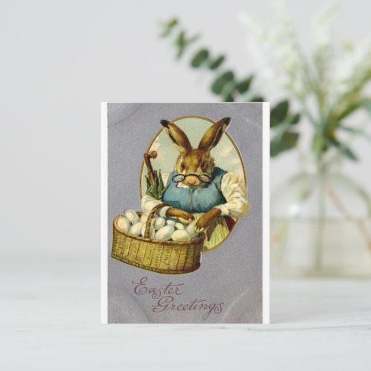 イースターのウサギのヴィンテージ シーズンポストカード (スタンド正面)