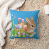 イースターのウサギの休日のおもしろいのバスケットの装飾用クッション クッション (ブランケット)