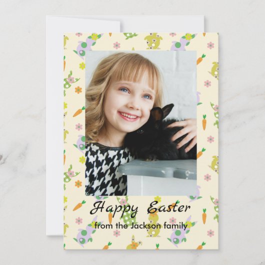 イースターのウサギの写真付きフラットホリデーカード シーズンカード (正面)