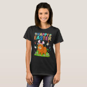 イースターのウサギの卵と面白いチャウチャウ犬のイースター Tシャツ (正面フル)