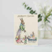 イースターのウサギの子供によって着色される卵 シーズンポストカード (スタンド正面)